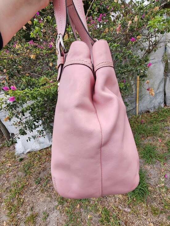 Coach Soho Pleated Tote Bag F13733 Baby Pink Leather Y2K Shoulder